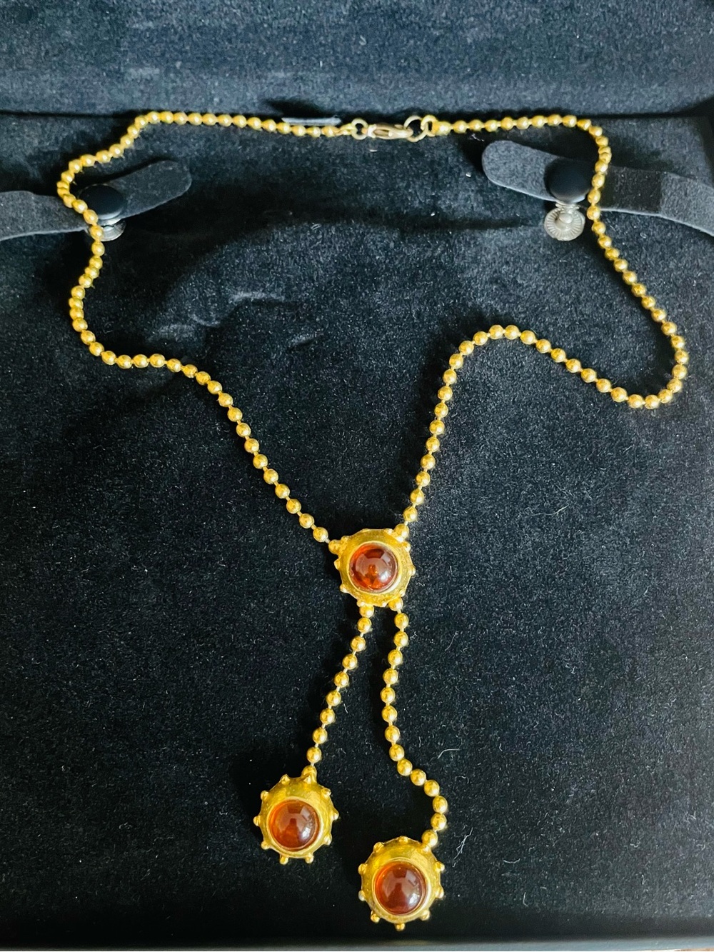 Premier Designs Gold-Tone Necklace with Deep Red Stones - Picture 2 of 6